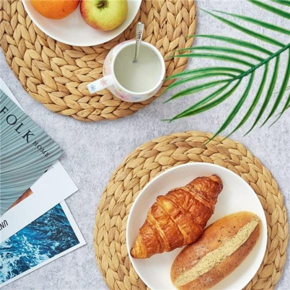 (4 Sizes: 12"-13"-14"-15") Woven Placemat Round Set of 6, Large (12" - Set of 6) - Picture 2 of 6